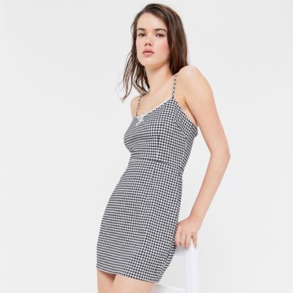 UO Tahoe Gingham Stretch Mini Dress